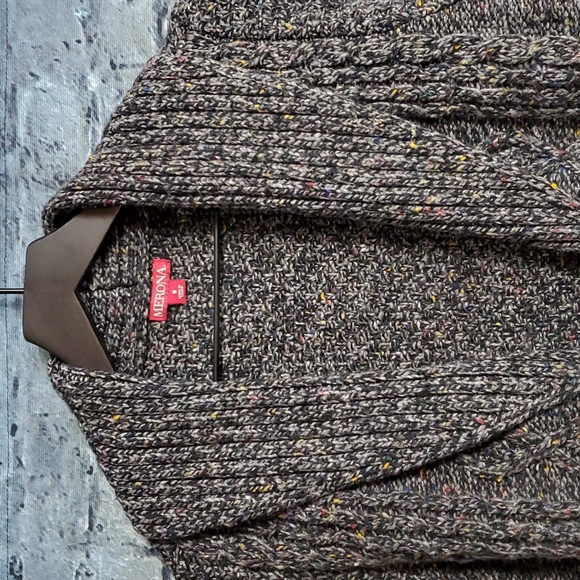 5/$30 🎀 Merona | Gray Marled Knit Wool Blend Chunky Cardigan Sweater Jacket - Picture 3 of 10